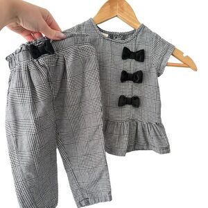 First Impressions Black and White Houndstooth Matching Set